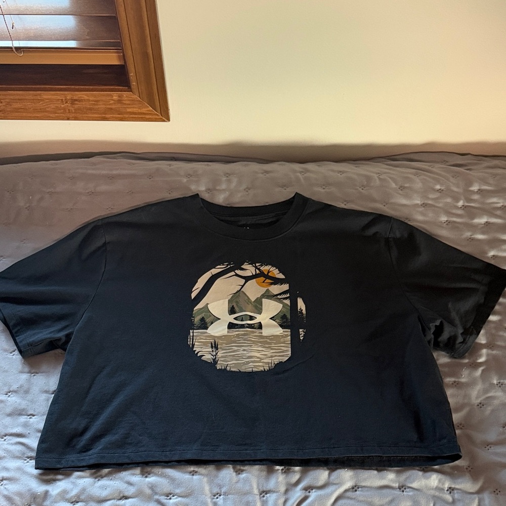 Under Armour Black Graphic Logo Crop T-Shirt
